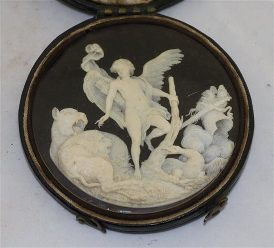 A 19th century Continental carved and pierced ivory panel, 3in.